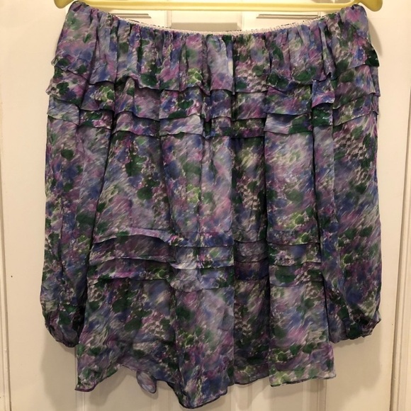 Haniiy 100% Silk Off-The-Shoulder Ruffled Top - Picture 6 of 8